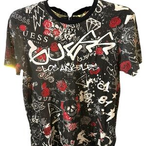 Guess Men's Black Graphic T-Shirt
